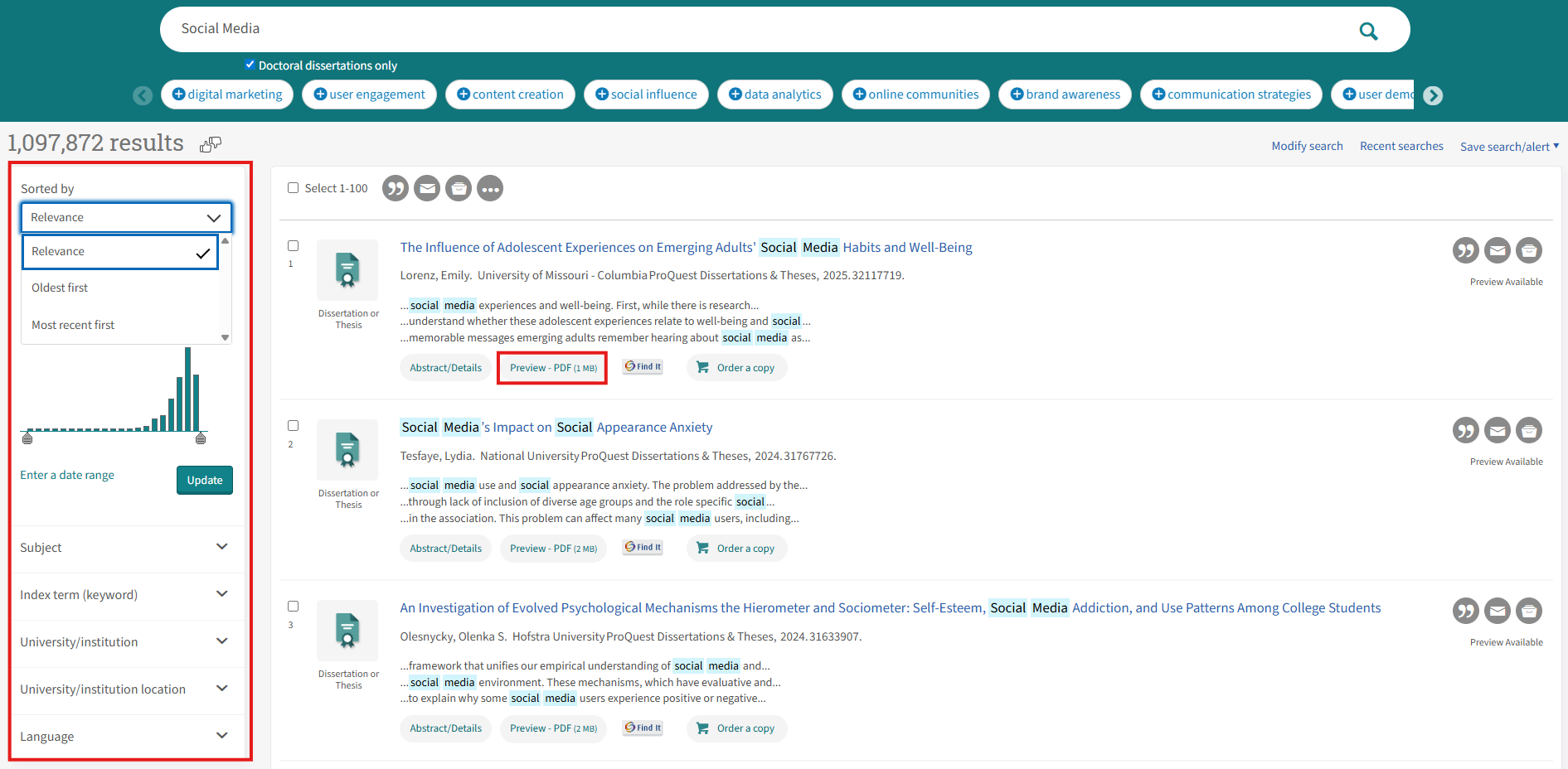 Search Result & PDF Preview