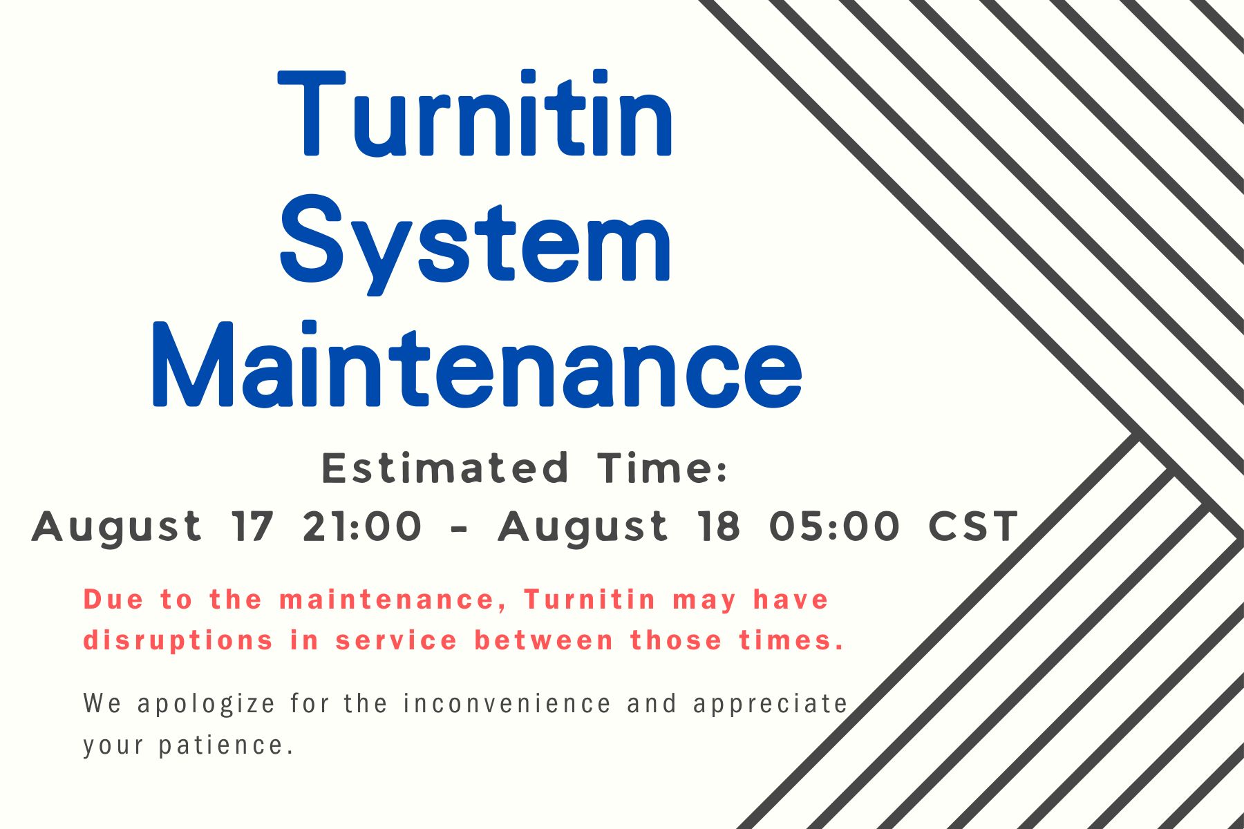 Turnitin 8/17 maintenance